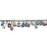 Ten charm bracelets and assorted charms.