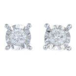 A pair of 9ct gold brilliant-cut diamond stud earrings.