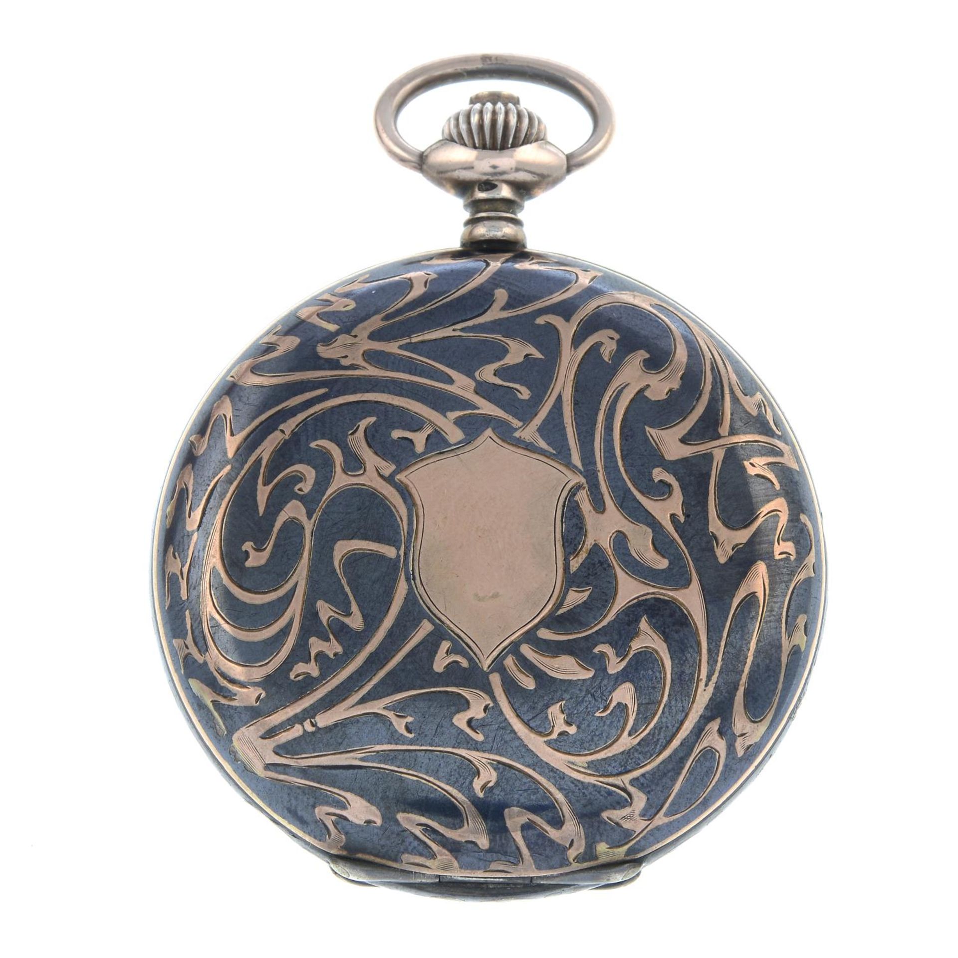 An early 20th century Art Nouveau silver pocket watch, by Tavannes.Dial signed Tavannes Watch Co. - Image 2 of 3