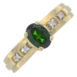 A tourmaline and brilliant-cut diamond dress ring.Stamped 9k.Ring size T1/2.