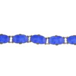 A Norwegian silver and blue enamel bracelet, by Ivar T.