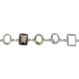 A multi-colour quartz bracelet.Stamped 925.