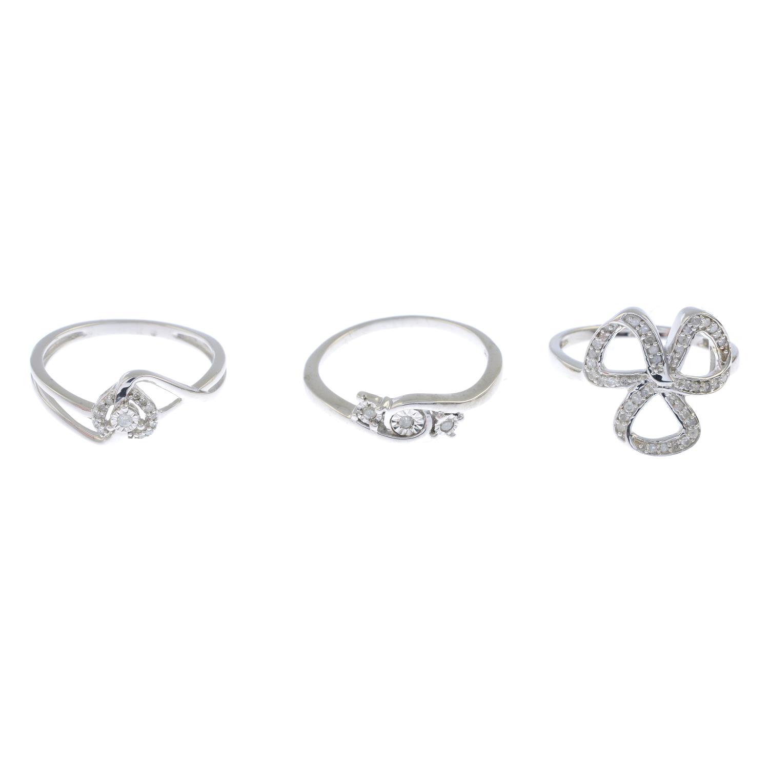 Six vari-cut diamond dress rings.Stamped 925. - Image 2 of 2