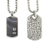 Agate pendant, stamped 925, length of pendant 3.2cms, length of chain 58cms, 26gms.
