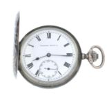 An early 20th century Art Nouveau silver pocket watch, by Tavannes.Dial signed Tavannes Watch Co.