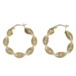 Two pairs of 9ct gold hoop earrings.Hallmarks and import marks for 9ct gold.