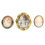 Six cameo brooches,