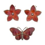 An enamel butterfly brooch,