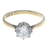 A 9ct gold colourless zircon single-stone ring.