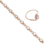 A morganite bracelet, with a morganite and white gem ring.