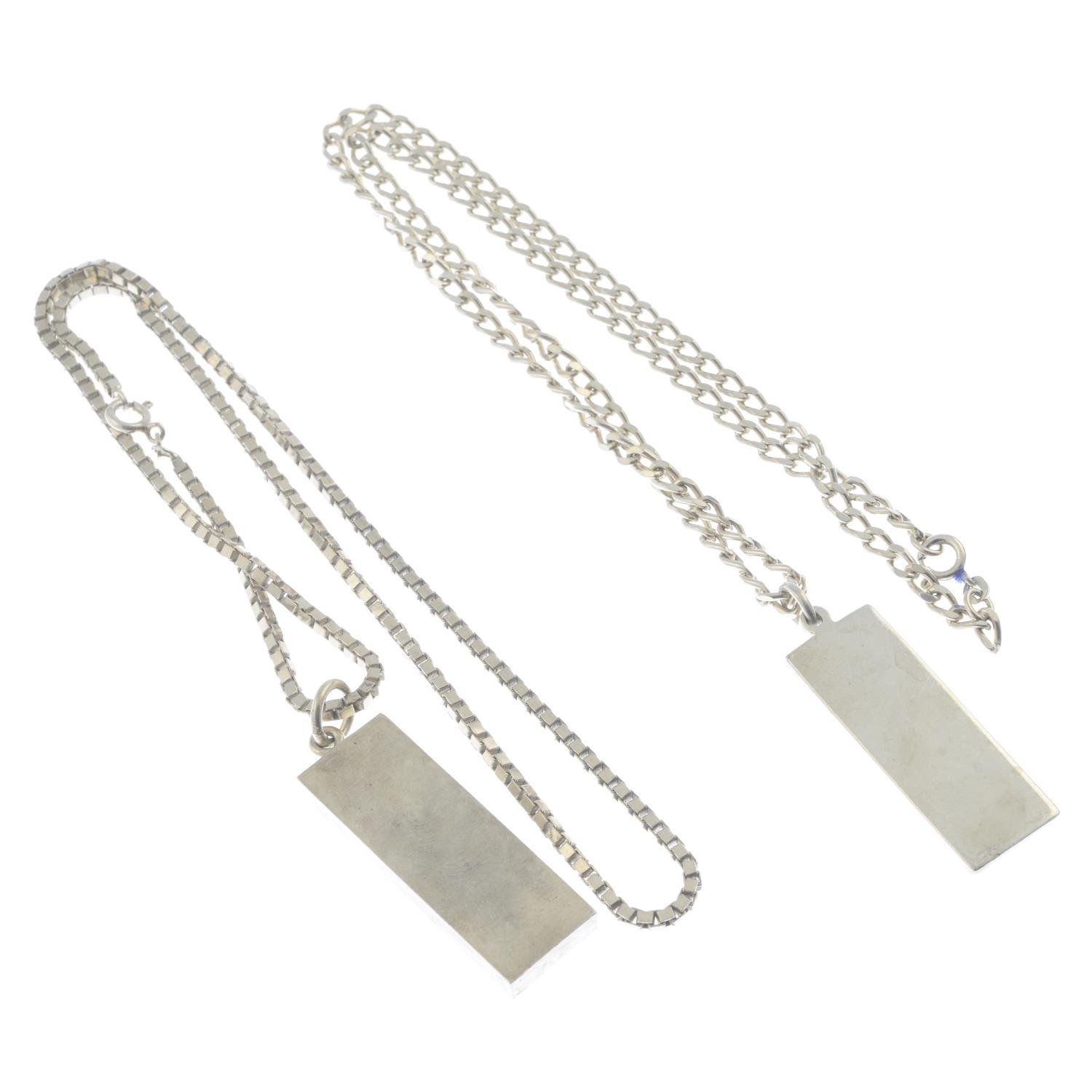 Two silver ingot necklaces. - Image 2 of 2