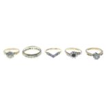 Two 9ct gold diamond rings,