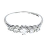 A diamond five-stone ring.Estimated total diamond weight 0.55ct,