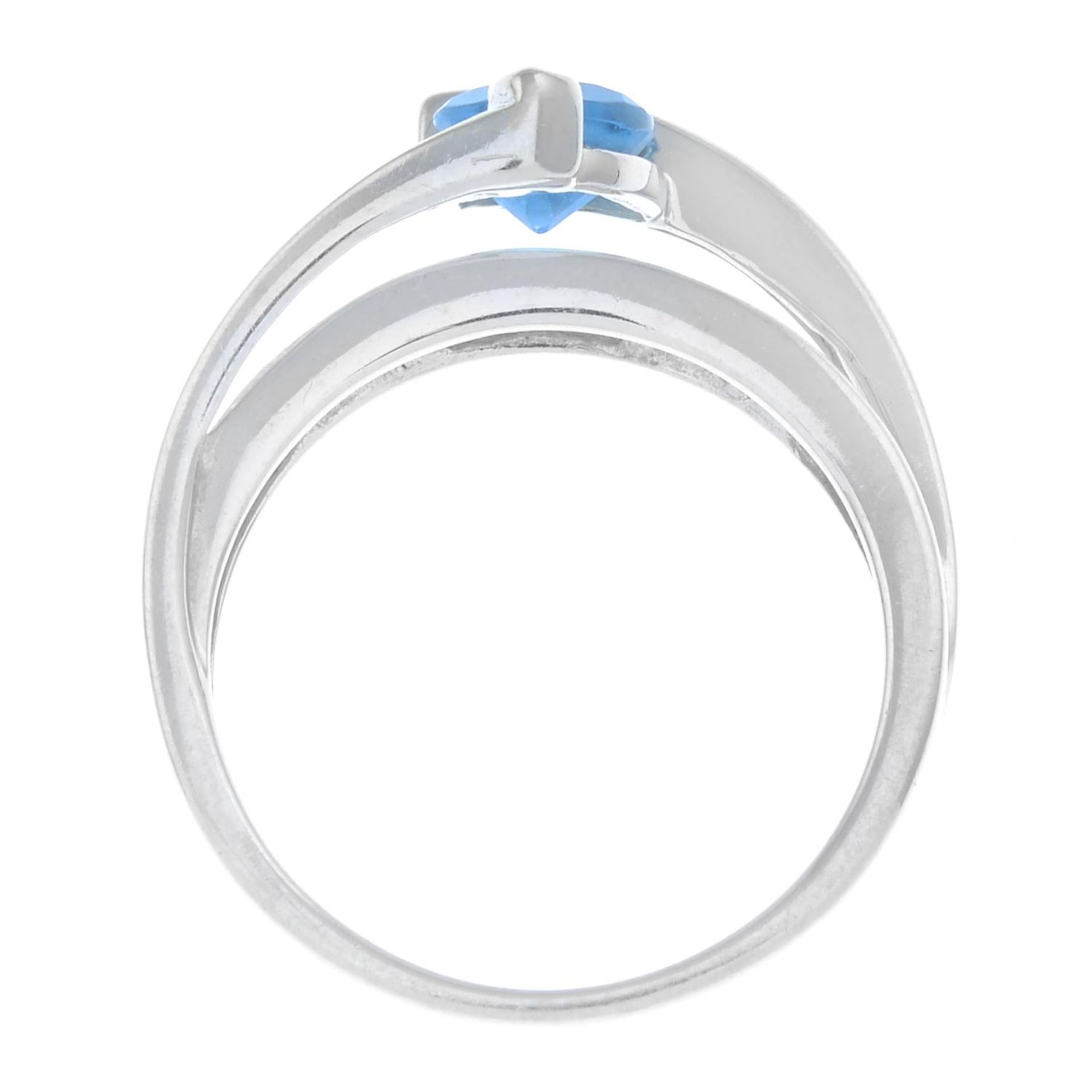 A blue topaz and diamond dress ring.Stamped 14K. - Image 2 of 6