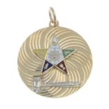 An enamel 'Order of the Eastern Star' pendant.Stamped 14K.