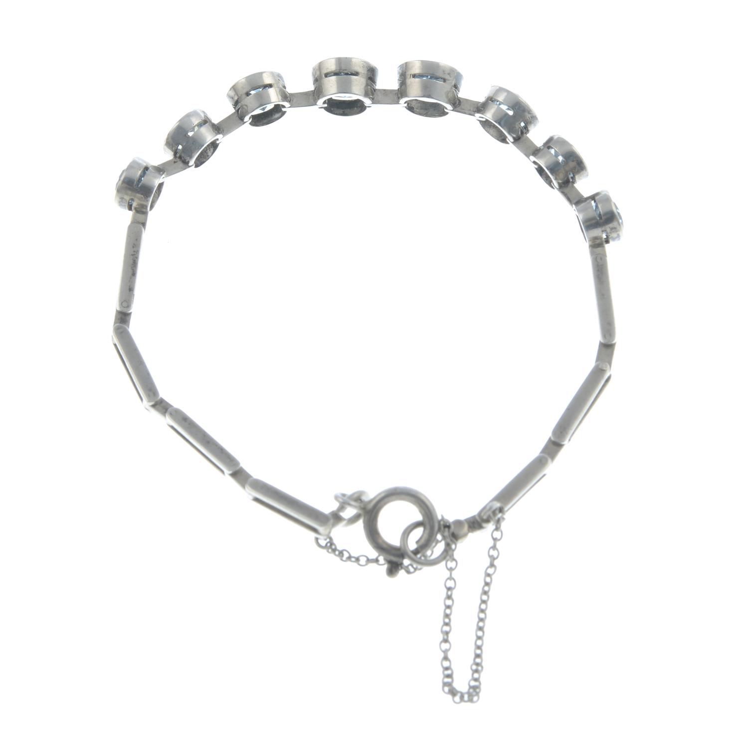 An aquamarine bracelet.Length 17.3cms. - Image 2 of 2
