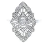 A 9ct gold diamond openwork ring.Estimated total diamond weight 0.60ct.