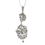 A late 19th century silver and gold rose-cut diamond pendant, with 9ct gold chain.