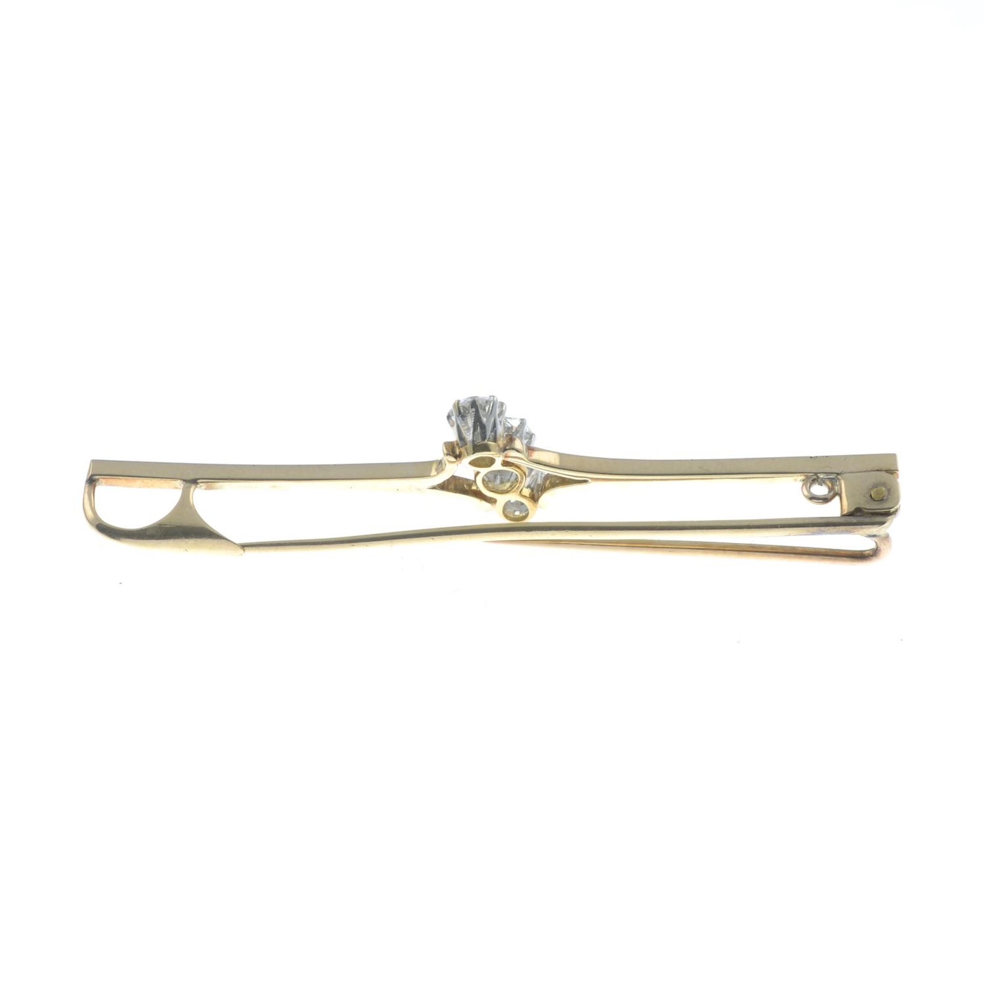 An early 20th century diamond bar brooch.Estimated total diamond weight 0.60ct, - Image 2 of 2