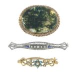 Diamond and sapphire brooch,