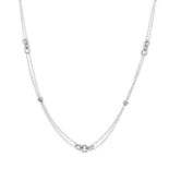 An 18ct gold chain necklace, with pave-set diamond barrel highlights.