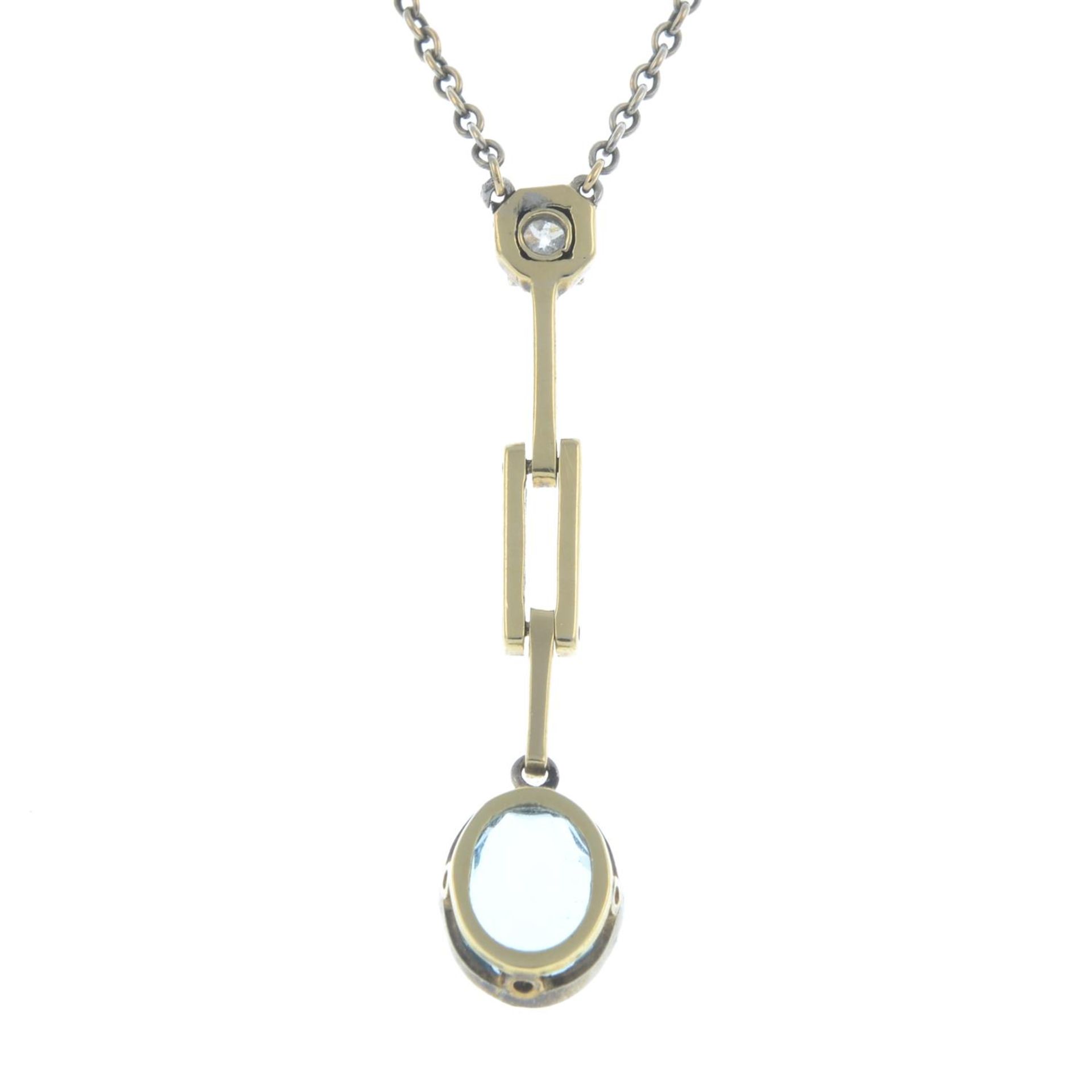 An early 20th century gold and platinum blue paste and diamond pendant, - Image 2 of 2