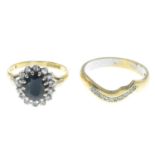 18ct gold sapphire and diamond cluster ring,