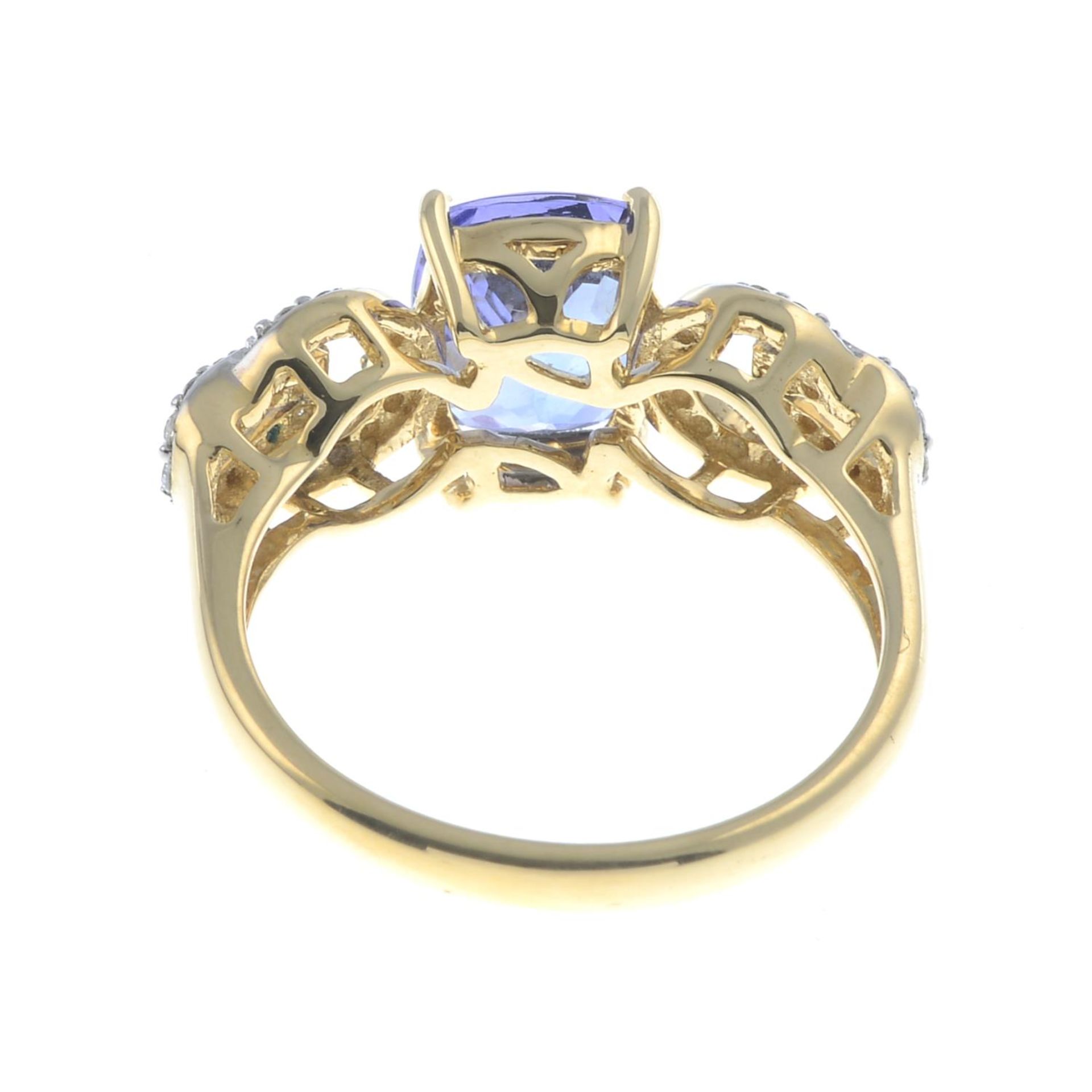 An 18ct gold tanzanite and diamond dress ring.Tanzanite weight 2.15cts. - Image 2 of 3