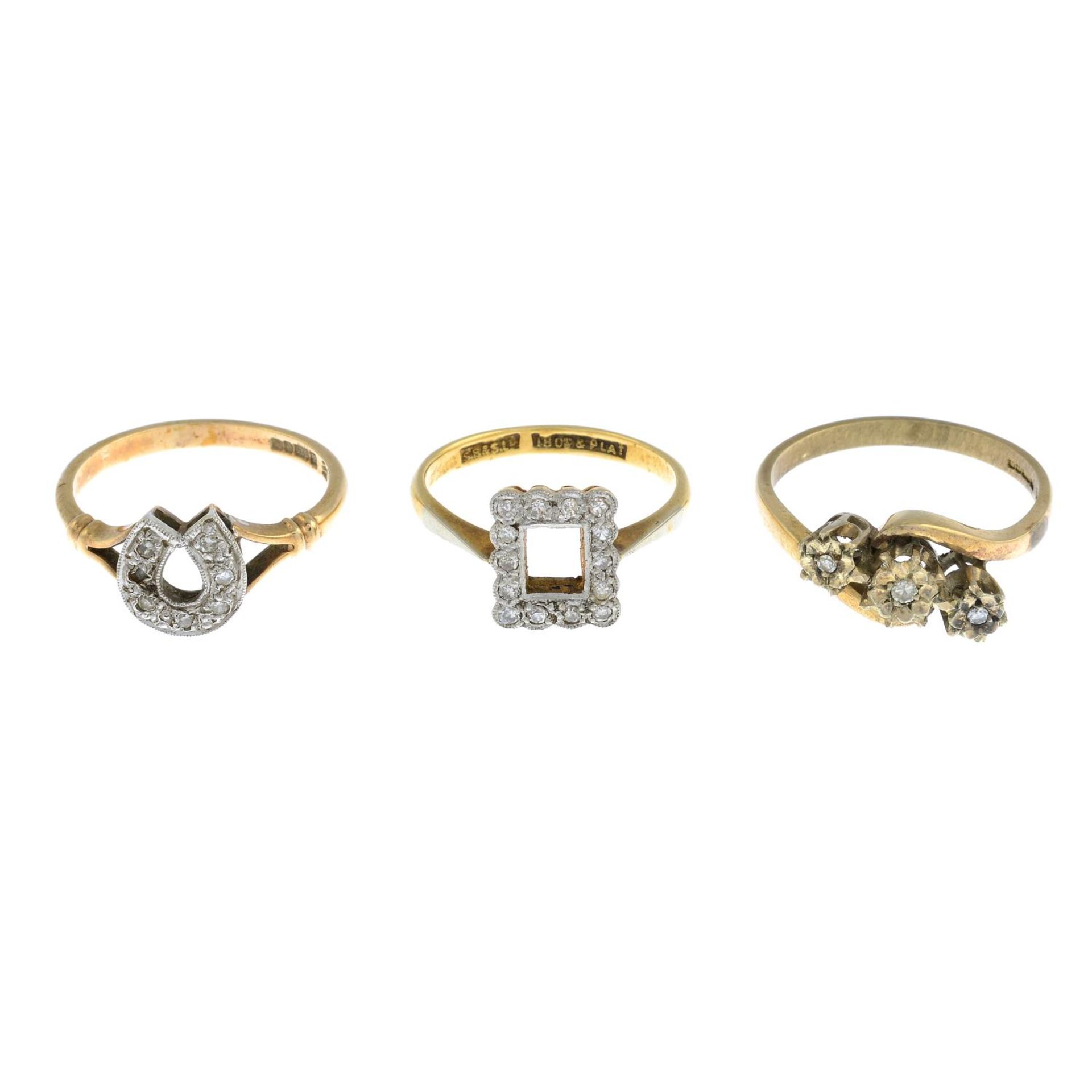 Early 20th century 9ct gold single-cut diamond ring mount,