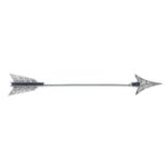 Early 20th century silver and gold diamond and paste jabot arrow pin,