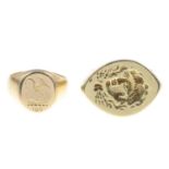 Two intaglio signet rings.