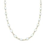 A moonstone single-strand necklace.Length 47cms.