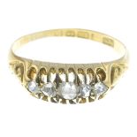 An Edwardian 18ct gold rose-cut diamond five-stone ring.Hallmarks for Birmingham,