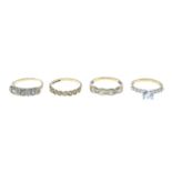 Two 9ct gold cubic zirconia rings, hallmarks for 9ct gold, ring sizes O1/2 and P, 3.9gsm.