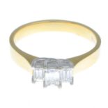 An 18ct gold diamond three-stone ring.Total diamond weight 0.71ct,