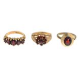 9ct gold garnet cluster ring,