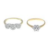 Brilliant-cut diamond cluster ring,