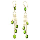 A pair of diopside earrings.Length 6.2cms.