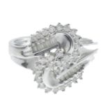 A brilliant and baguette-cut diamond dress ring.Total diamond weight 0.45ct, stamped to band.