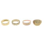 Mizpah ring, band with hallmarks for 9ct gold, Birmingham, 1918, ring size O, 1.4gms.