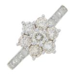 A 9ct gold brilliant-cut diamond cluster ring.