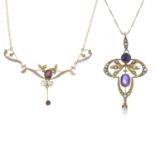 Early 20th century 9ct gold garnet pendant,