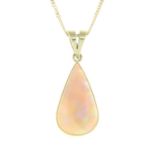 An 18ct gold opal pendant, with 18ct gold chain.Hallmarks for 18ct gold.