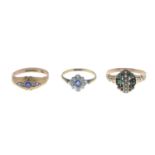 Early 20th century 9ct gold sapphire and diamond ring,