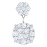 A vari-cut diamond cluster single earring.