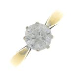 An 18ct gold diamond single-stone ring.Diamond weight 1ct,