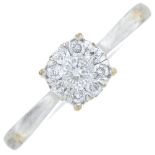 A 9ct gold diamond cluster ring.Total diamond weight 0.25ct, stamped to band.