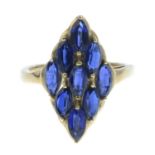 A 9ct gold sapphire dress ring.Hallmarks for Birmingham.Ring size N.