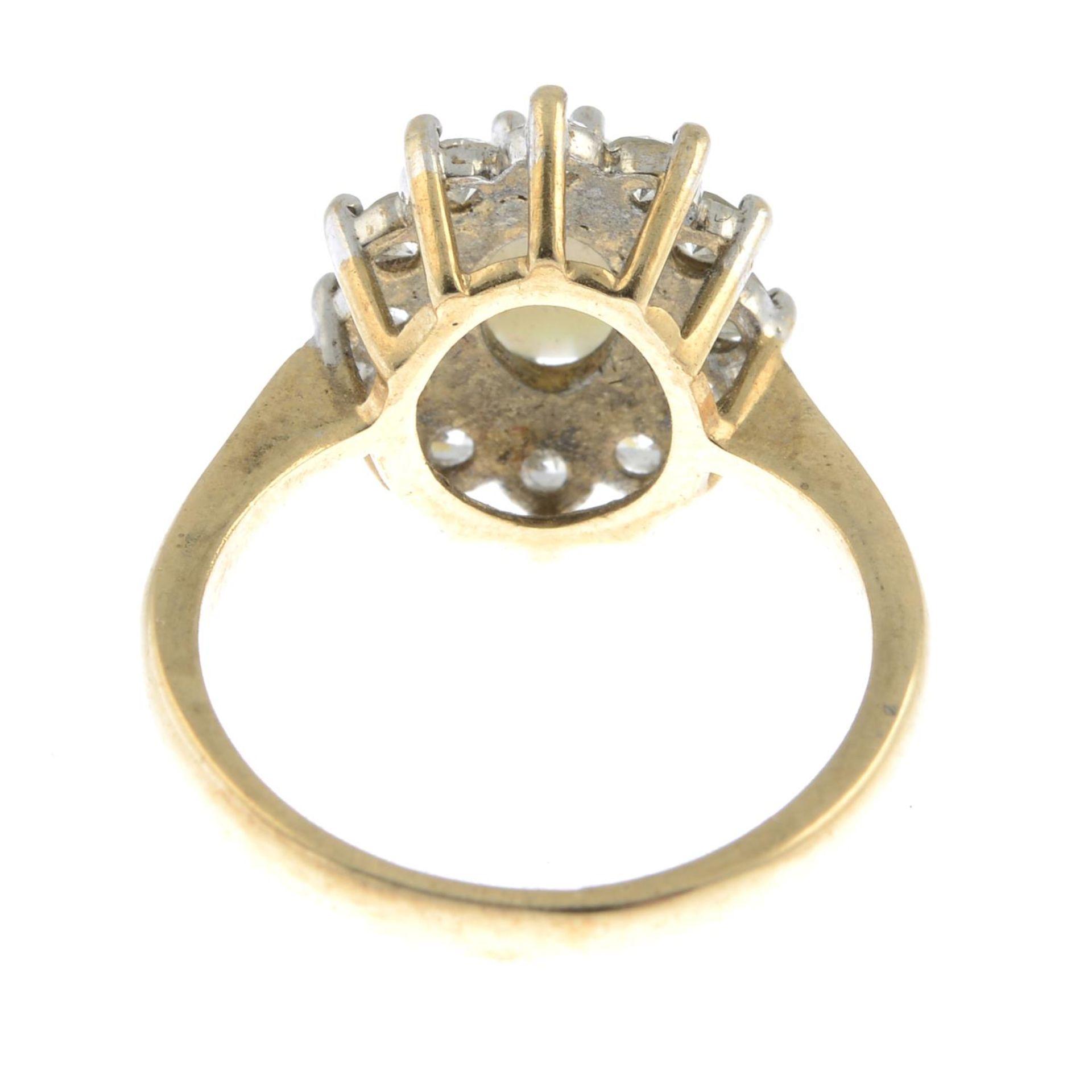 A 9ct gold opal and cubic zirconia cluster ring.Hallmarks for 9ct gold. - Image 2 of 2