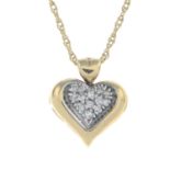 A 9ct gold brilliant-cut diamond heart pendant,